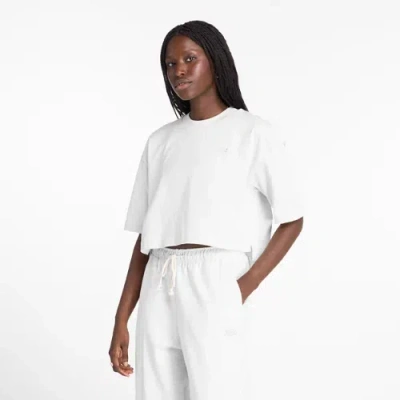 New Balance Women's Logo Oversized Jersey T-shirt In White
