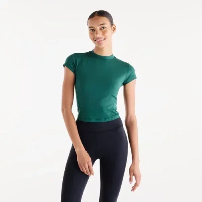 New Balance Women's Nb Define Fitted T-shirt In Green Poly Knit, Size Large
