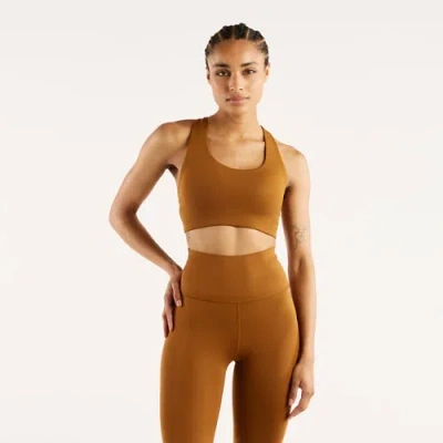 New Balance Women's Nb Define Train Bra In Brown Poly Knit, Size Large