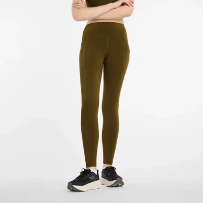 New Balance Women's Nb Sleek Pocket High Rise Legging 27" In Brown