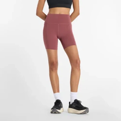 New Balance Women's Nb Sleek Pocket High Rise Short 6" In Burgundy