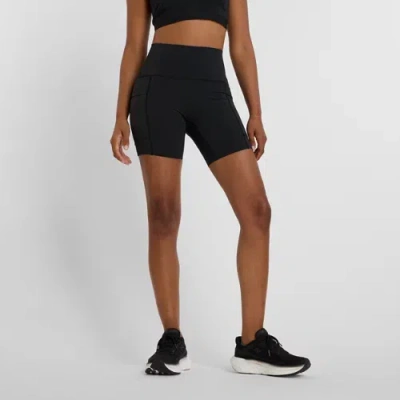 New Balance Women's Nb Sleek Pocket High Rise Short 6" In Black