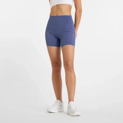 New Balance Women's Nb Sleek Pocket High Rise Short 6" In Blue