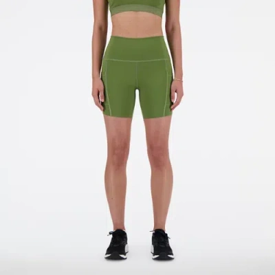 New Balance Women's Nb Sleek Pocket High Rise Short 6" In Green