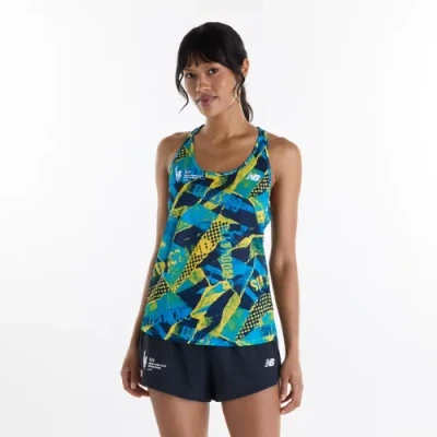 New Balance Women's Nyc Marathon Rc Essential Printed Tank Poly Knit, Size Medium In Multi