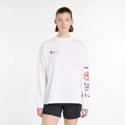 New Balance Women's Nyc Marathon Relaxed Jersey Long Sleeve Shirt In White