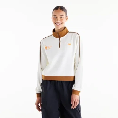 New Balance Women's Nyc Marathon Sport Legacy Pique Finisher 1/4 Zip Shirt In White