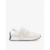 New Balance Womens Offwhite Cream Black 327 Logo-embroidered Suede And Woven Low-top Trainers In Offwhite Cream Black