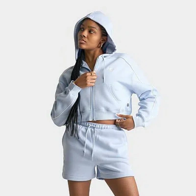 New Balance Women's Piped Cropped Full-zip Hoodie In Blue