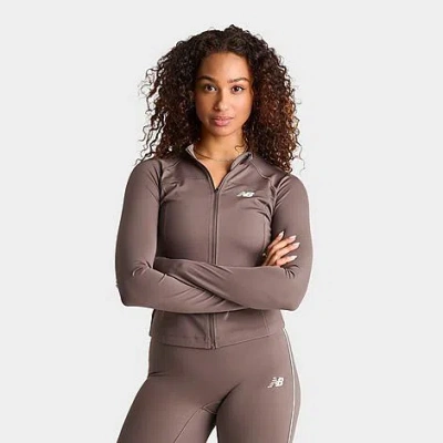New Balance Women's Piped Full-zip Training Jacket In Brown