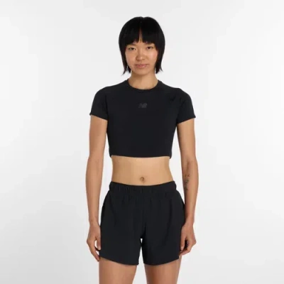 New Balance Women's Rbc Brooklyn Half Fast Days Fitted Crop T-shirt In Black