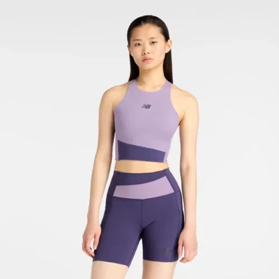 New Balance Women's Rc Elite Storage Crop Tank Top In Purple