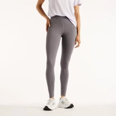 New Balance Women's Reflective Rc Heat Legging 27" In Grey Polyester, Size Large In Gray