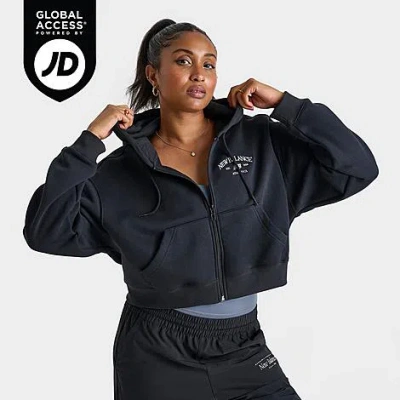 New Balance Women's Rise Cropped Full-zip Hoodie In Black