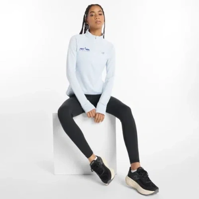 New Balance Women's Run For Life Athletics Heat Grid Half Zip Shirt In Blue
