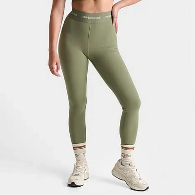 New Balance Women's Sleek High Rise Sport Leggings In Olive Green