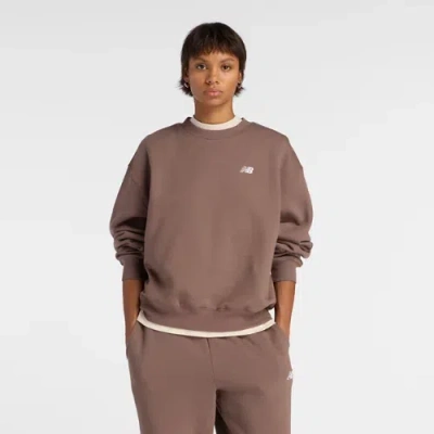 New Balance Women's Sport Essentials Fleece Crew Shirt In Brown