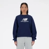 New Balance Women's Sport Essentials Fleece Logo Crew Shirt In Blue