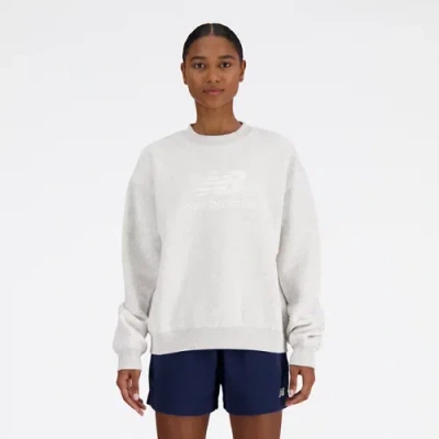 New Balance Women's Sport Essentials Fleece Logo Crew Shirt In Grey