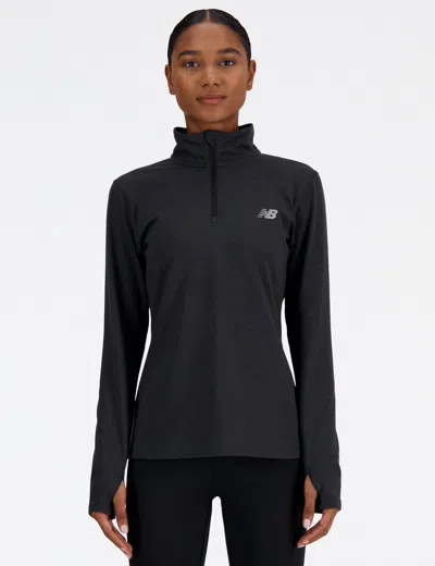 New Balance Women's Sport Essentials Space Dye 1/4 Zip In Black