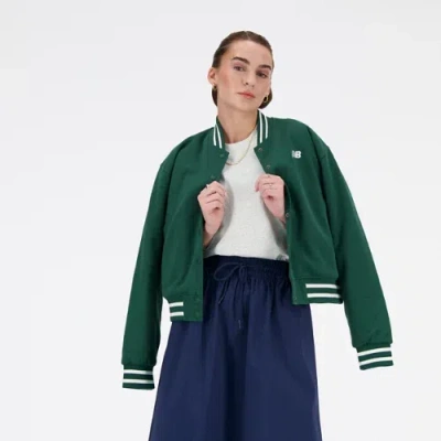New Balance Women's Sportswear's Greatest Hits Varsity Jacket In Green