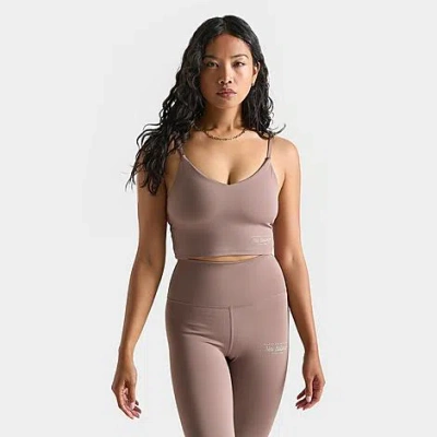 New Balance Women's Tape Logo Medium-support Sports Bra In Dark Clove