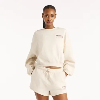 New Balance Women's Trackside Fleece Crew Shirt In White