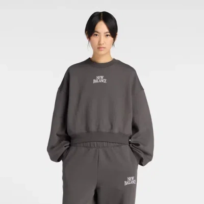 New Balance Women's Trackside Fleece Crew Shirt In Black