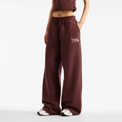 New Balance Women's Trackside Fleece Pant In Brown Cotton Fleece, Size Large In Multi