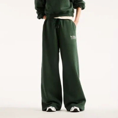 New Balance Women's Trackside Fleece Pant In Green Cotton Fleece, Size Large