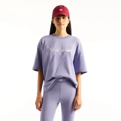 New Balance Women's Trackside Oversized T-shirt In Purple Cotton Jersey, Size X-small