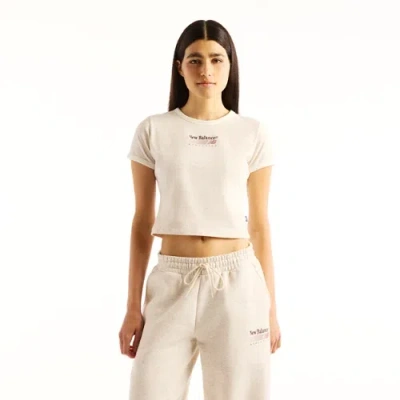 New Balance Women's Trackside Ringer T-shirt In Beige Cotton Jersey, Size X-large In Sand