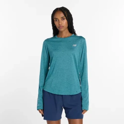 New Balance Women's United Airlines Nyc Half Graphic Rc Essential Long Sleeve Shirt In Blue