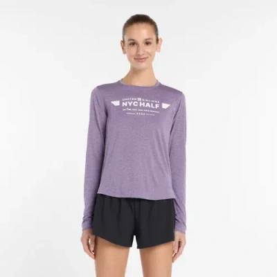New Balance Women's United Airlines Nyc Half Women's Rc Essential Long Sleeve Shirt In Purple