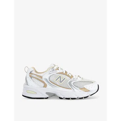 New Balance Womens White Sand Silver Mr530 Logo-embossed Leather And Mesh Low-top Trainers