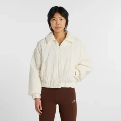 New Balance Women's Woven Bomber Jacket In White