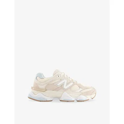 NEW BALANCE WOMENS BISQUE 9060 SUEDE AND MESH TRAINERS