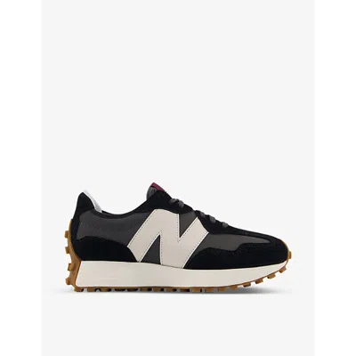 New Balance Womens 327 Perforated Leather And Suede Low-top Trainers Black