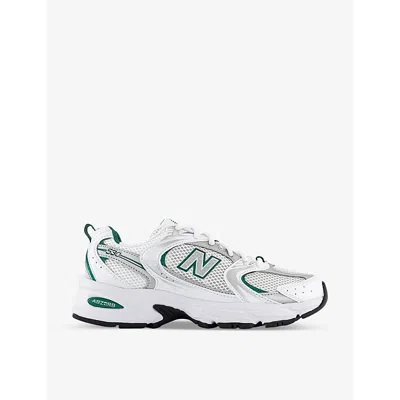 New Balance Womens White Green Silver Mr530 Logo-embossed Leather And Mesh Low-top Trainers