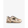 NEW BALANCE WOMENS LINED BROWN CREAM GREEN MR530 SUEDE, LEATHER AND MESH LOW-TOP TRAINERS