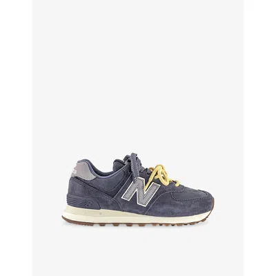 New Balance Womens Darker Sea Salt Ligh 574 Suede Trainers Eur 39.5 / 6.5 Uk In Gray