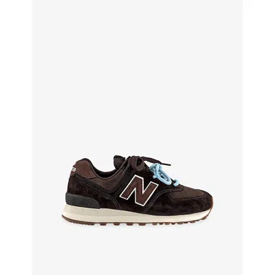 New Balance Womens Darker Grey Matter D 574 Suede Trainers Eur 40 / 7 Uk In Brown