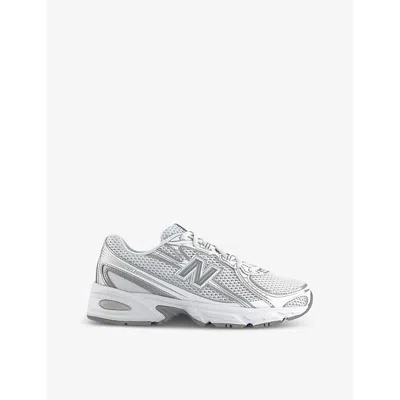 NEW BALANCE WOMENS WHITE METALLIC 740 V2 LOGO-EMBROIDERED MESH LOW-TOP TRAINERS