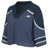 New Balance Oversize Crop Jersey Mesh V-neck T-shirt In Blue