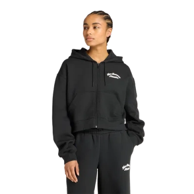 New Balance Womens  Linear Heritage Fleece Full-zip In Black