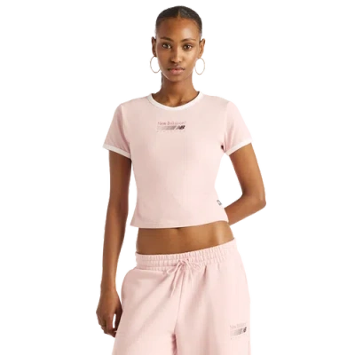 New Balance Womens  Trackside Ringer T-shirt In Pink