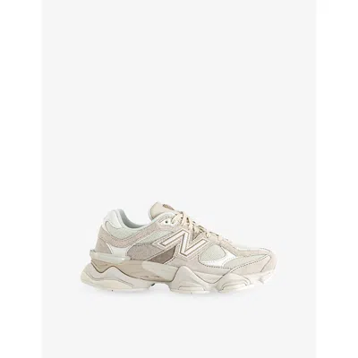 New Balance Womens Sea Salt Offwhite White 9060 Suede And Mesh Trainers