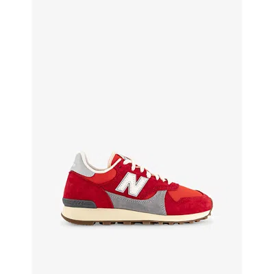 New Balance Womens Team Red 475 Logo-embroidered Suede And Mesh Low-top Trainers