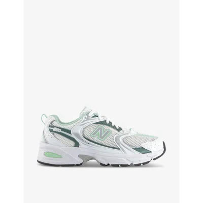 New Balance Womens White Khaki Green Mr530 Logo-embossed Leather And Mesh Low-top Trainers