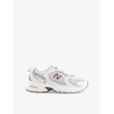 NEW BALANCE WOMENS NEW BALANCE MR530 LOGO-EMBOSSED LEATHER AND MESH LOW-TOP TRAINERS